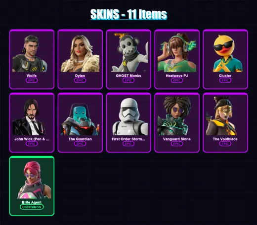 [PC/PSN] | Wolfe | Dylan | GHOST Monks | Heatwave PJ | Cluster | 11 skin | 17 pickaxe | 13 emote | 16 glider | Lv147