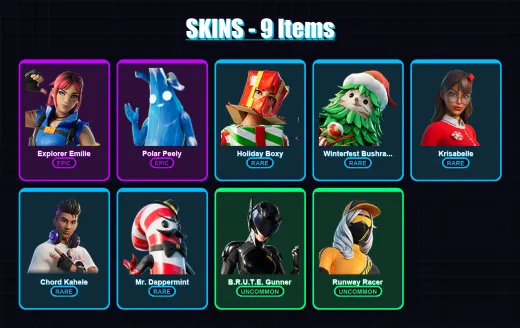 [PC/XBOX/PSN] | Explorer Emilie | Polar Peely | Holiday Boxy | Winterfest Bushranger | Krisabelle | 9 skin | 33 pickaxe | 21 emote | 24 glider | Lv2