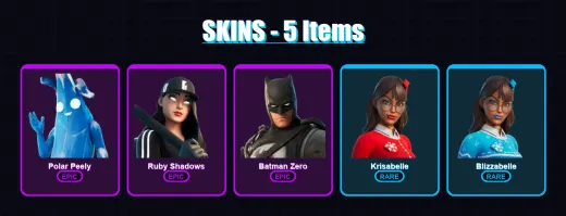 [PC/XBOX/PSN] | Polar Peely | Ruby Shadows | Batman Zero | Krisabelle | Blizzabelle | 5 skin | 10 pickaxe | 13 emote | 13 glider | Lv209