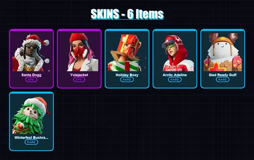 [PS4/PS5/XBOX/PC] | Santa Dogg | Yulejacket | Holiday Boxy | Arctic Adeline | Sled Ready Guff | 6 skin | 22 pickaxe | 10 emote | 15 glider | Lv124