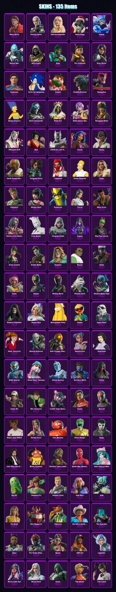 [PS4/PS5/XBOX/PC] | Marty McFly | Cassidy Quinn | Sabrina Carpenter | Santa Dogg | Nyanja | 135 skin | 192 pickaxe | 144 emote | 120 glider | Lv5743 — Game account