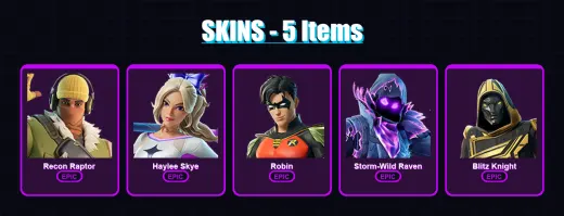[PC/PSN] | Recon Raptor | Haylee Skye | Robin | Storm-Wild Raven | Blitz Knight | 5 skin | 23 pickaxe | 9 emote | 14 glider | Lv123