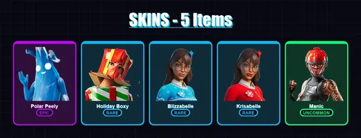 [PC/XBOX/PSN] | Polar Peely | Holiday Boxy | Blizzabelle | Krisabelle | Manic | 5 skin | 11 pickaxe | 15 emote | 12 glider | Lv248