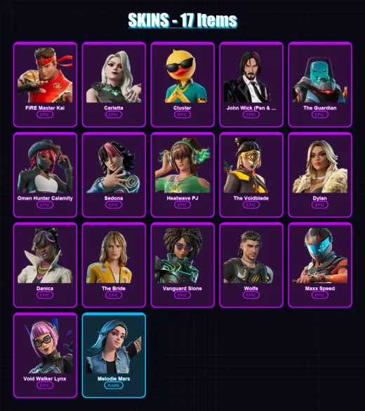 [PC/PSN] | FIRE Master Kai | Carletta | Cluster | John Wick (Pen & Ink) | The Guardian | 17 skin | 27 pickaxe | 22 emote | 22 glider | Lv313 — Game account