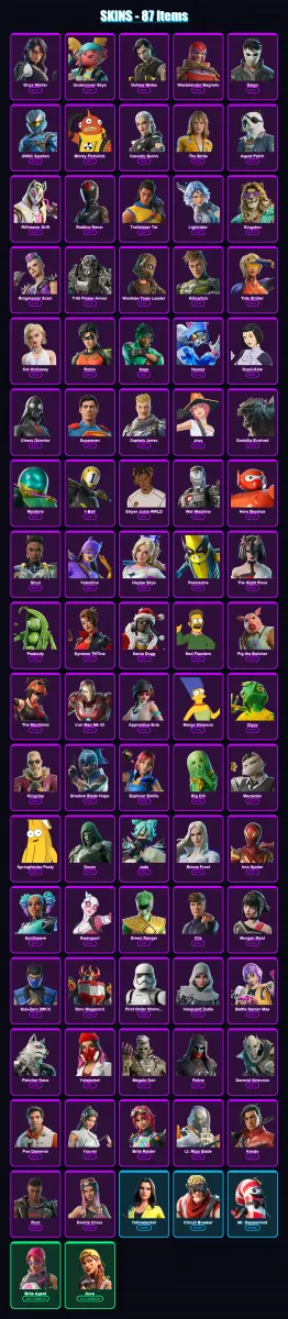 [PS4/PS5/PC] | Onyx Winter | Undercover Skye | Outlaw Midas | Wastelander Magneto | Daigo | 87 skin | 127 pickaxe | 94 emote | 90 glider | Lv1599
