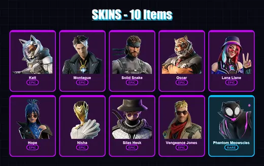 [PC/XBOX/PSN] | Katt | Montague | Solid Snake | Oscar | Lana Llane | 10 skin | 15 pickaxe | 12 emote | 11 glider | Lv127