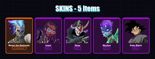 [PC/XBOX/PSN] | Renzo the Destroyer | Imani | Stray | Mystica | Goku Black | 5 skin | 11 pickaxe | 13 emote | 9 glider | Lv83