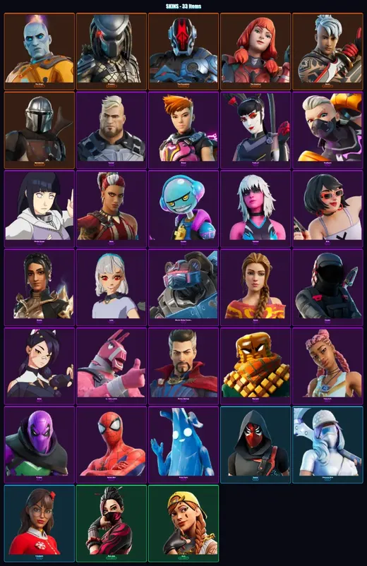 [PC/XBOX/PSN] | The Origin | Predator | The Foundation | The Imagined | Ronin | 33 skin | 38 pickaxe | 39 emote | 36 glider | Lv571