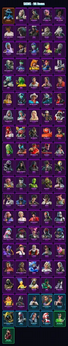 [PS4/PS5/PC] | Deadeye | Carletta | Outlaw Midas | Void Walker Lynx | LBC '93 Dogg | 96 skin | 132 pickaxe | 80 emote | 73 glider | Lv946