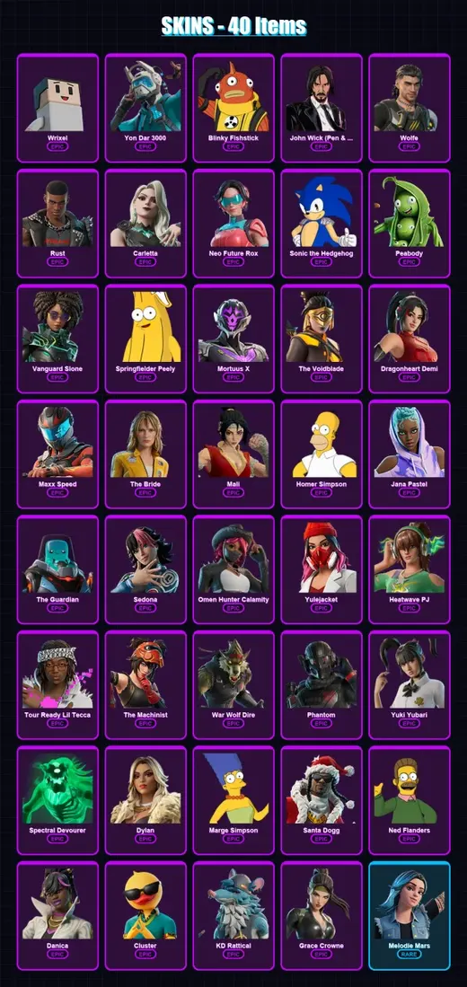 [PS4/PS5/XBOX/PC] | Wrixel | Yon Dar 3000 | Blinky Fishstick | John Wick (Pen & Ink) | Wolfe | 40 skin | 87 pickaxe | 61 emote | 64 glider | Lv892 — Game account