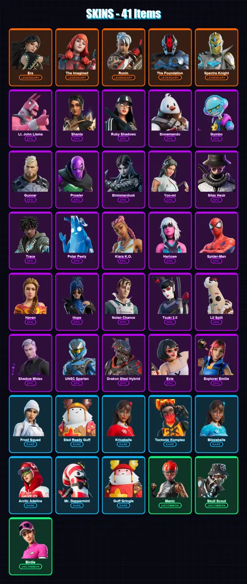 [PC/XBOX/PSN] | Era | The Imagined | Ronin | The Foundation | Spectra Knight | 41 skin | 54 pickaxe | 39 emote | 55 glider | Lv1064