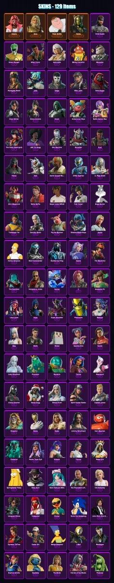 [PC] | Valeria | Zeus | Peter Griffin | Hades | Solid Snake | 129 skin | 156 pickaxe | 100 emote | 95 glider | Lv1362