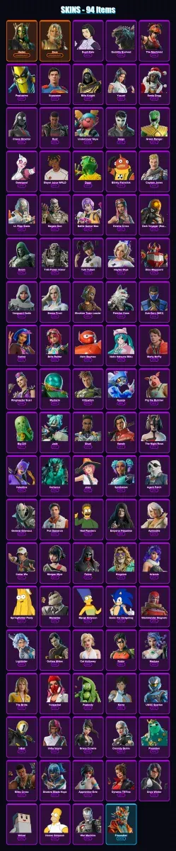 [PS4/PS5/XBOX/PC] | Hades | Zeus | Dupli-Kate | Godzilla Evolved | The Machinist | 94 skin | 166 pickaxe | 114 emote | 112 glider | Lv2597