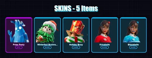 [PC/XBOX/PSN] | Polar Peely | Winterfest Bushranger | Holiday Boxy | Krisabelle | Blizzabelle | 5 skin | 13 pickaxe | 10 emote | 10 glider | Lv171