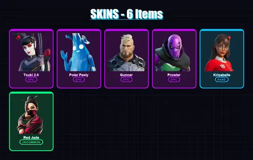 [PC/XBOX/PSN] | Tsuki 2.0 | Polar Peely | Gunnar | Prowler | Krisabelle | 6 skin | 15 pickaxe | 16 emote | 21 glider | Lv422