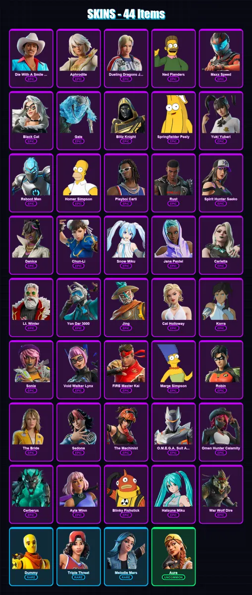 [PC/XBOX/PSN] | Die With A Smile Bruno | Aphrodite | Dueling Dragons Jackie | 44 skin | Lv221