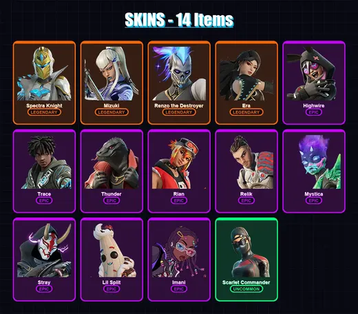 [PC/XBOX/PSN] | Spectra Knight | Mizuki | Renzo the Destroyer | Era | Highwire | 14 skin | 23 pickaxe | 14 emote | 27 glider | Lv372 — Game account