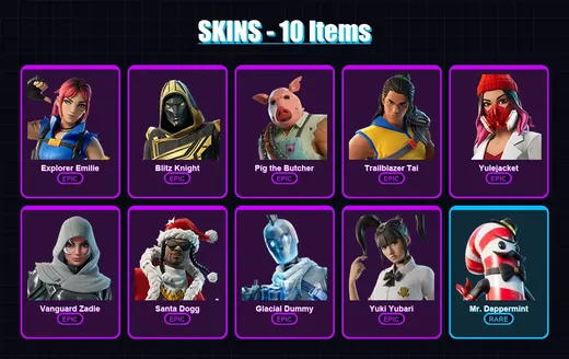 [PC/XBOX] | Explorer Emilie | Blitz Knight | Pig the Butcher | Trailblazer Tai | Yulejacket | 10 skin | 53 pickaxe | 17 emote | 29 glider | Lv333 — Game account