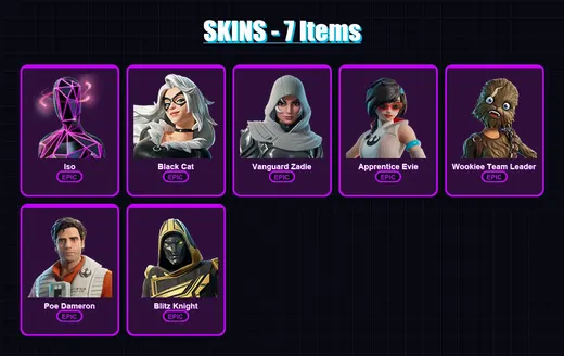 [PC/XBOX/PSN] | Iso | Black Cat | Vanguard Zadie | Apprentice Evie | Wookiee Team Leader | 7 skin | 28 pickaxe | 12 emote | 24 glider | Lv315 — Game account