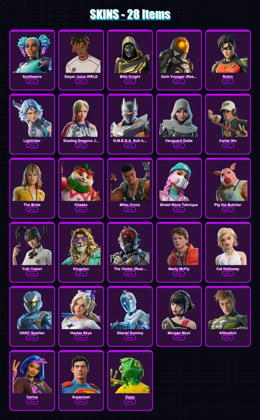 [PS4/PS5/XBOX/PC] | Synthwave | Slayer Juice WRLD | Blitz Knight | 28 skin | Lv1449 — Game account