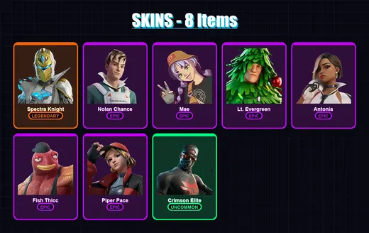 [PS4/PS5/XBOX/PC] | Spectra Knight | Nolan Chance | Mae | Lt. Evergreen | Antonia | 8 skin | 51 pickaxe | 30 emote | 47 glider | Lv833 — Game account