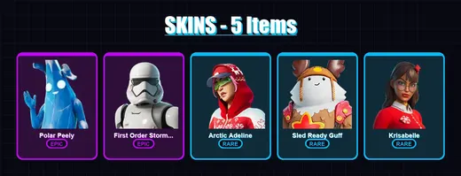 [PC/PSN] | Polar Peely | First Order Stormtrooper | Arctic Adeline | Sled Ready Guff | Krisabelle | 5 skin | 6 pickaxe | 9 emote | 9 glider | Lv39 — Game account