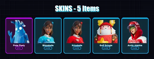[PC/XBOX/PSN] | Polar Peely | Blizzabelle | Krisabelle | Guff Gringle | Arctic Adeline | 5 skin | 14 pickaxe | 14 emote | 18 glider | Lv391 — Game account