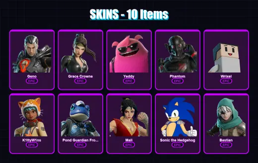 [PC/XBOX/PSN] | Geno | Grace Crowne | Yeddy | Phantom | Wrixel | 10 skin | 28 pickaxe | 13 emote | 24 glider | Lv494
