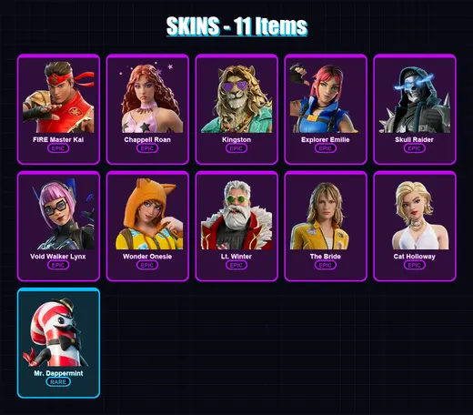 [PS4/PS5/PC] | FIRE Master Kai | Chappell Roan | Kingston | Explorer Emilie | Skull Raider | 11 skin | 10 pickaxe | 10 emote | 6 glider | Lv29 — Game account