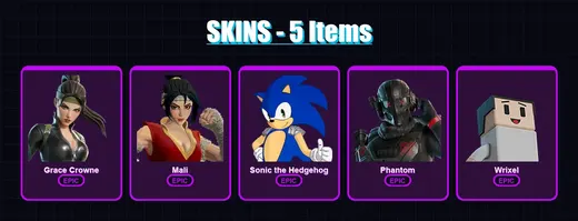 [PC/PSN] | Grace Crowne | Mali | Sonic the Hedgehog | Phantom | Wrixel | 5 skin | 10 pickaxe | 4 emote | 9 glider | Lv68 — Game account