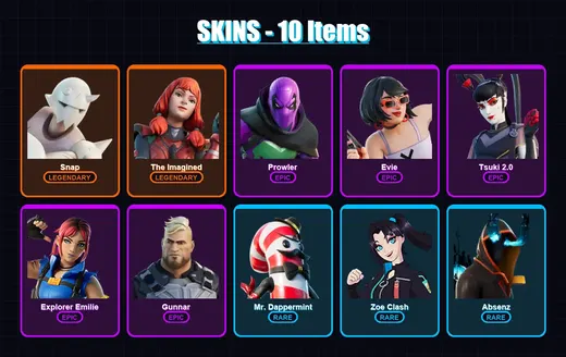 [PC/XBOX/PSN] | Snap | The Imagined | Prowler | Evie | Tsuki 2.0 | 10 skin | 11 pickaxe | 4 emote | 10 glider | Lv78 — Game account