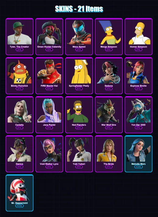 [PC/XBOX/PSN] | Tyler, The Creator | Omen Hunter Calamity | Maxx Speed | 21 skin | Lv95
