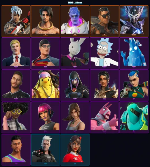 [PC/XBOX/PSN] | Ronin | Raz | Kymera | Joey | Spire Assassin | 23 skin | 23 pickaxe | 31 emote | 28 glider | Lv354