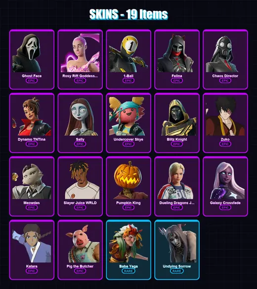 [PC/PSN] | Ghost Face | Rosy Rift Goddess Ariana | 1-Ball | Felina | Chaos Director | 19 skin | 60 pickaxe | 25 emote | 32 glider | Lv539 — Game account
