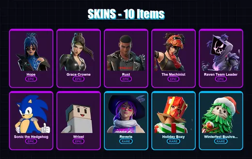 [PC/XBOX/PSN] | Hope | Grace Crowne | Rust | The Machinist | Raven Team Leader | 10 skin | 8 pickaxe | 6 emote | 7 glider | Lv47 — Game account