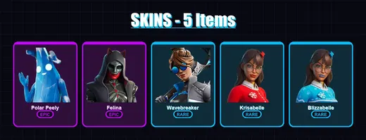 [PC/XBOX] | Polar Peely | Felina | Wavebreaker | Krisabelle | Blizzabelle | 5 skin | 16 pickaxe | 14 emote | 14 glider | Lv263 — Game account