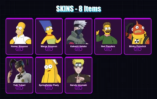 [PC/XBOX/PSN] | Homer Simpson | Marge Simpson | Kakashi Hatake | Ned Flanders | Blinky Fishstick | 8 skin | 28 pickaxe | 11 emote | 26 glider | Lv20