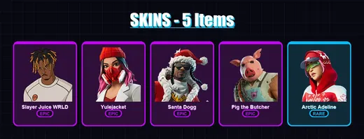[PC/XBOX/PSN] | Slayer Juice WRLD | Yulejacket | Santa Dogg | Pig the Butcher | Arctic Adeline | 5 skin | 31 pickaxe | 18 emote | 19 glider | Lv290