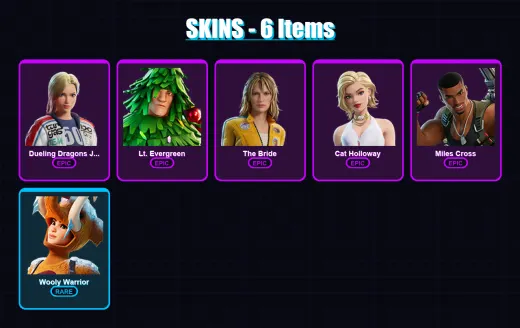 [PC/XBOX/PSN] | Dueling Dragons Jackie | Lt. Evergreen | The Bride | Cat Holloway | Miles Cross | 6 skin | 22 pickaxe | 21 emote | 21 glider | Lv231