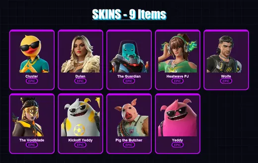 [PC/PSN] | Cluster | Dylan | The Guardian | Heatwave PJ | Wolfe | 9 skin | 36 pickaxe | 25 emote | 25 glider | Lv251