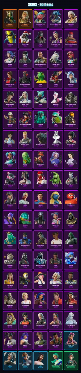 [PS4/PS5/XBOX/PC] | Hades | Zeus | Undercover Skye | Shadow Blade Hope | Aphrodite | 90 skin | 143 pickaxe | 97 emote | 96 glider | Lv1180