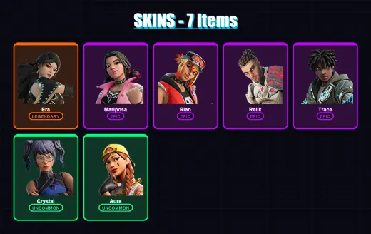 [PC/XBOX/PSN] | Era | Mariposa | Rian | Relik | Trace | 7 skin | 6 pickaxe | 8 emote | 9 glider | Lv70