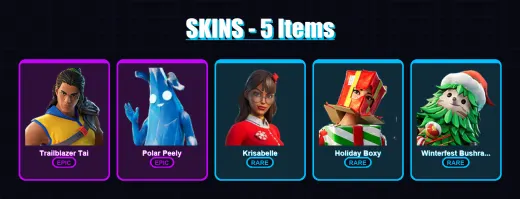 [PC/PSN] | Trailblazer Tai | Polar Peely | Krisabelle | Holiday Boxy | Winterfest Bushranger | 5 skin | 11 pickaxe | 12 emote | 12 glider | Lv194