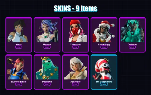 [PS4/PS5/PC] | Korra | Medusa | Yulejacket | Santa Dogg | Cerberus | 9 skin | 30 pickaxe | 19 emote | 24 glider | Lv324