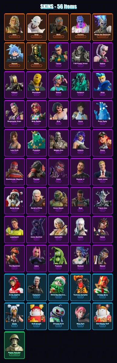 [SWITCH/PSN/PC] | Zeus | Snap | Malik | Kymera | Renzo the Destroyer | 56 skin | 83 pickaxe | 67 emote | 68 glider | Lv1121