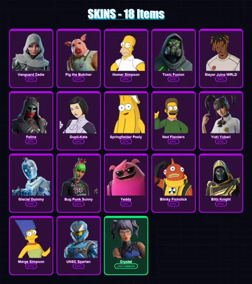 [SWITCH/XBOX/PSN/PC] | Vanguard Zadie | Pig the Butcher | Homer Simpson | 18 skin | Lv1845
