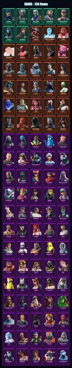 [PC/XBOX] | Warpaint | Elite Agent | Blue Squire | Rogue Agent | Rose Team Leader | 134 skin | 142 pickaxe | 154 emote | 125 glider | Lv1650
