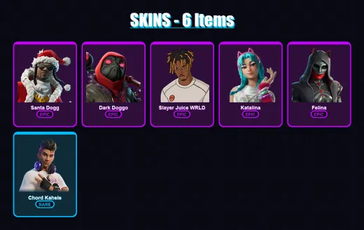 [PC/XBOX/PSN] | Santa Dogg | Dark Doggo | Slayer Juice WRLD | Katalina | Felina | 6 skin | 27 pickaxe | 12 emote | 21 glider | Lv257