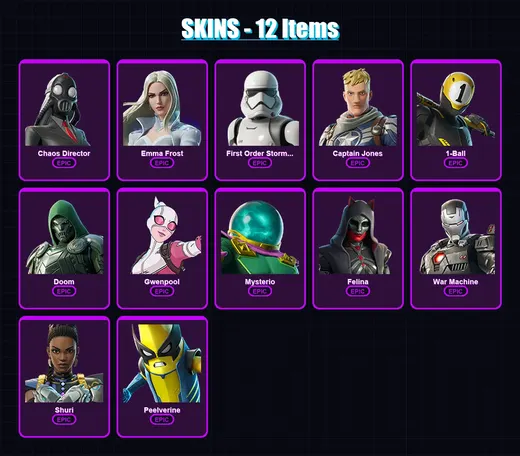 [SWITCH/PSN/PC] | Chaos Director | Emma Frost | First Order Stormtrooper | 12 skin | Lv301 — Game account