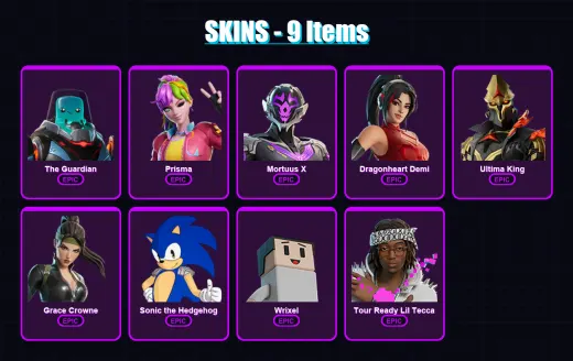 [PC/PSN] | The Guardian | Prisma | Mortuus X | Dragonheart Demi | Ultima King | 9 skin | 11 pickaxe | 5 emote | 6 glider | Lv76